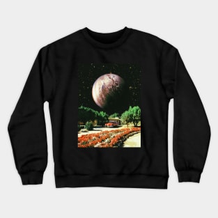 Cottage By Jupiter - Space Collage, Retro Futurism, Sci-Fi Crewneck Sweatshirt